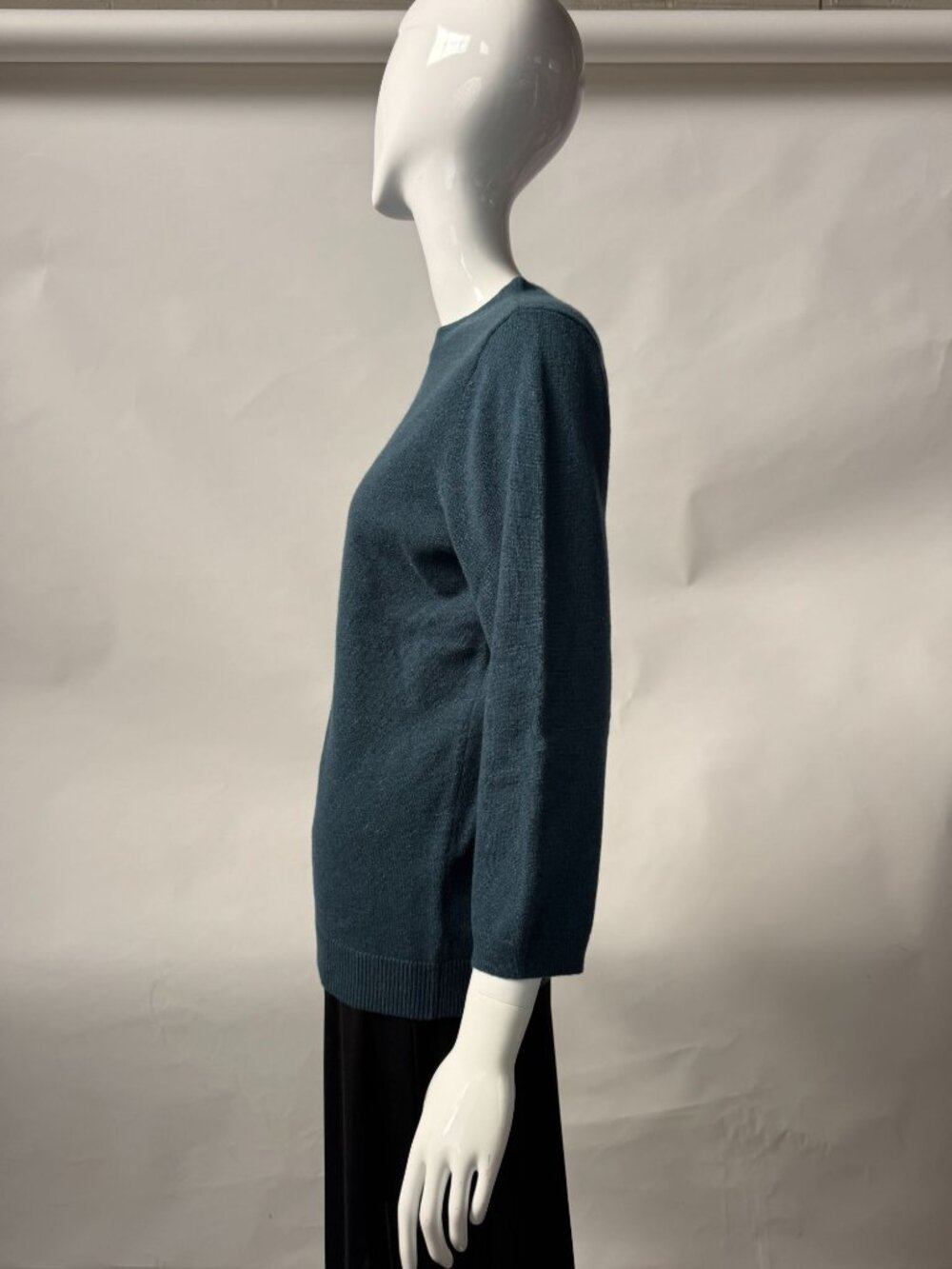 Talbots 100% Cashmere Teal 3/4 Sleeve Lightweight Sweater Womens Size L - Picture 7 of 16